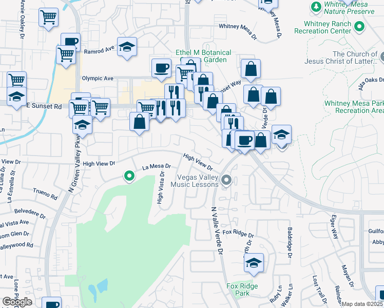 map of restaurants, bars, coffee shops, grocery stores, and more near 2809 Glendevon Circle in Henderson