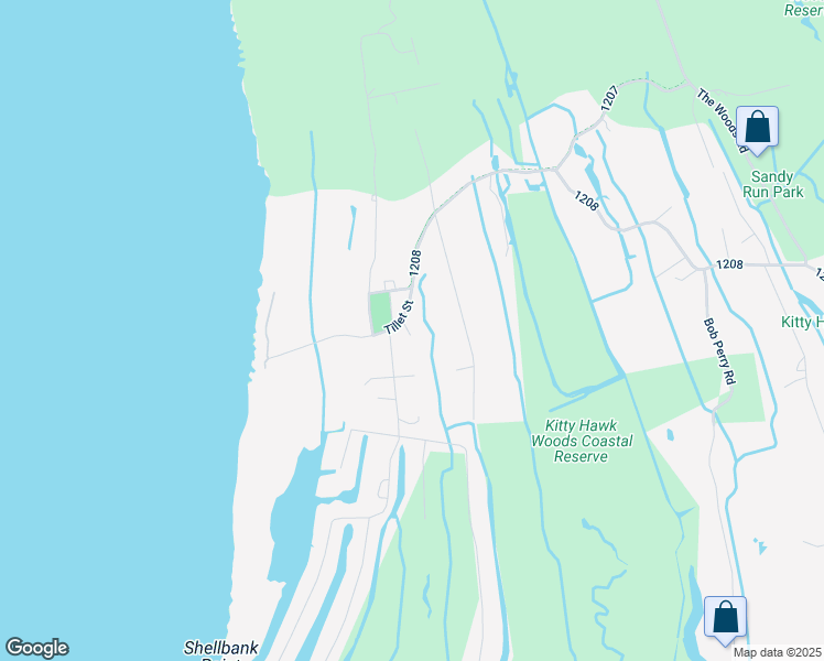 map of restaurants, bars, coffee shops, grocery stores, and more near 1249 West Kitty Hawk Road in Kitty Hawk