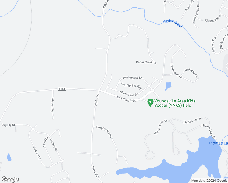 map of restaurants, bars, coffee shops, grocery stores, and more near 50 Shore Pine Drive in Youngsville