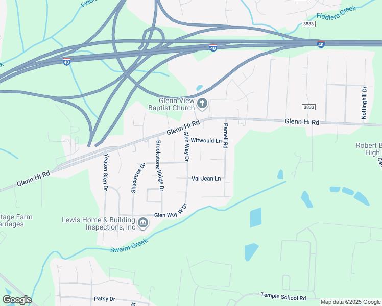 map of restaurants, bars, coffee shops, grocery stores, and more near 6047 Glen Way Drive in Winston-Salem