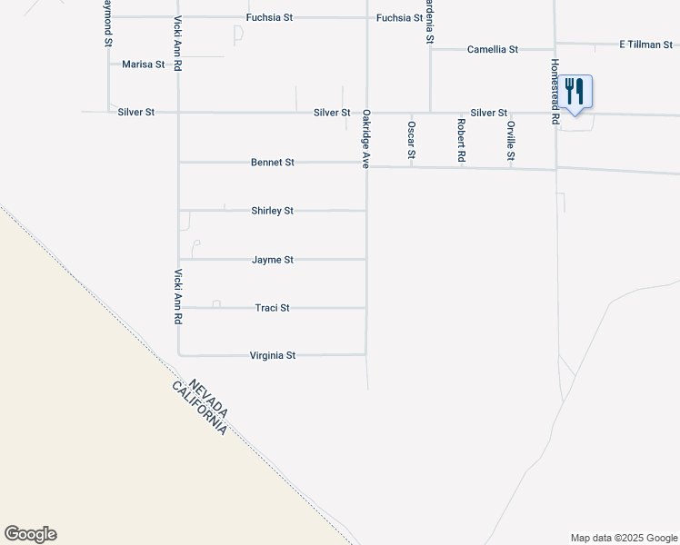 map of restaurants, bars, coffee shops, grocery stores, and more near 2421 Jayme Street in Pahrump