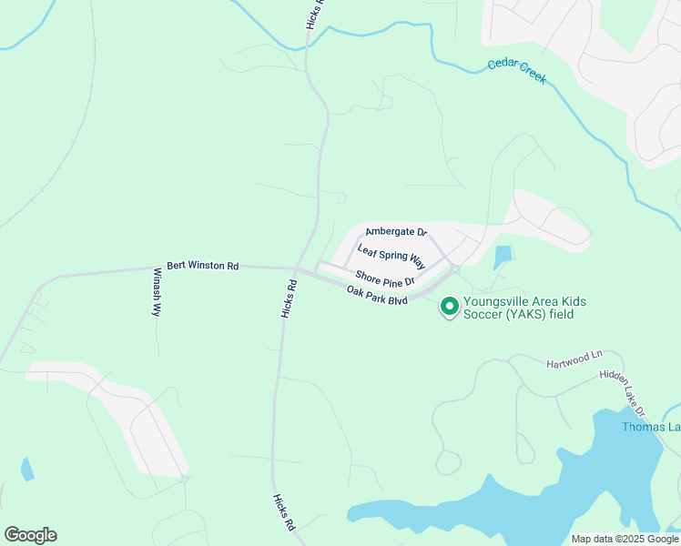 map of restaurants, bars, coffee shops, grocery stores, and more near 50 Shore Pine Drive in Youngsville