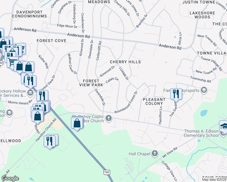 map of restaurants, bars, coffee shops, grocery stores, and more near 1428 Calais Court in Nashville