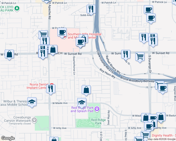 map of restaurants, bars, coffee shops, grocery stores, and more near 6632 Autumn Breeze Street in Las Vegas