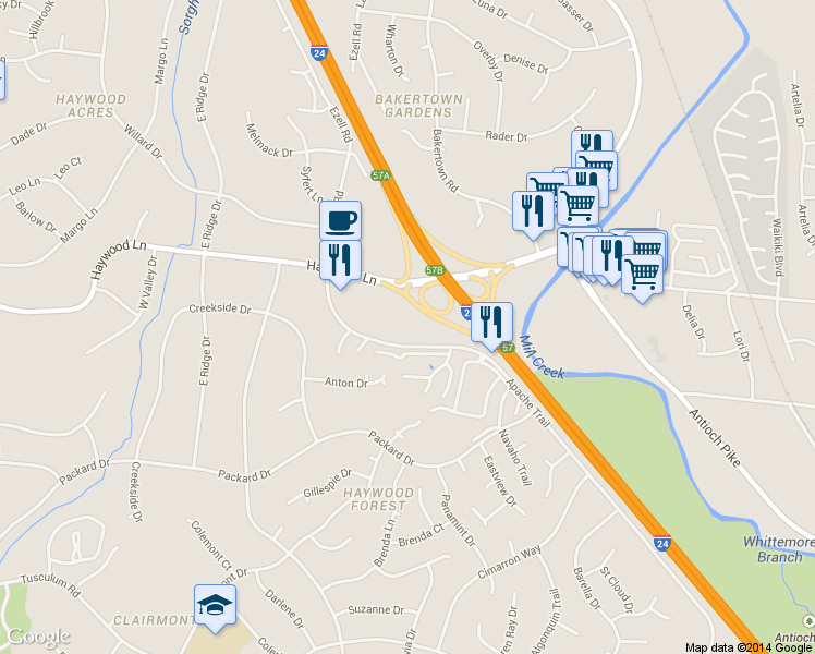 map of restaurants, bars, coffee shops, grocery stores, and more near 3940 Apache Trail in Nashville