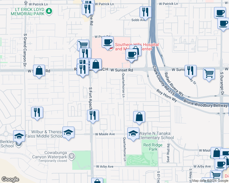 map of restaurants, bars, coffee shops, grocery stores, and more near 9256 Blue Flax Place in Las Vegas