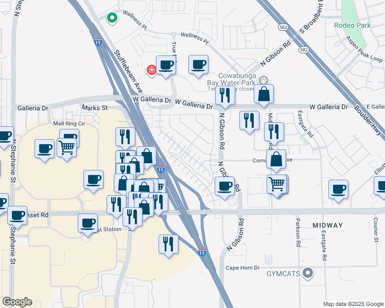 map of restaurants, bars, coffee shops, grocery stores, and more near 684 Calamus Palm Place in Henderson