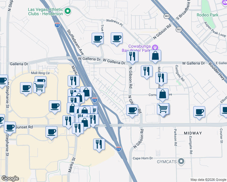 map of restaurants, bars, coffee shops, grocery stores, and more near 668 Calamus Palm Place in Henderson