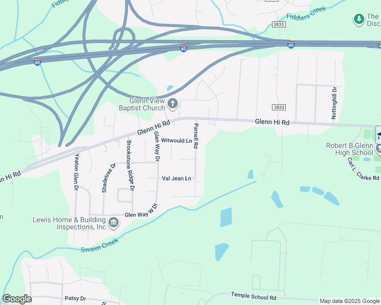map of restaurants, bars, coffee shops, grocery stores, and more near 6122 Parnell Road in Winston-Salem