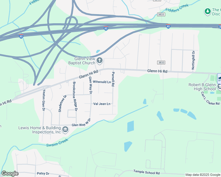 map of restaurants, bars, coffee shops, grocery stores, and more near 6122 Parnell Road in Winston-Salem