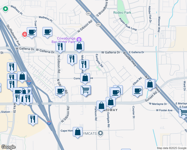 map of restaurants, bars, coffee shops, grocery stores, and more near 696 Yew Barrow Court in Henderson
