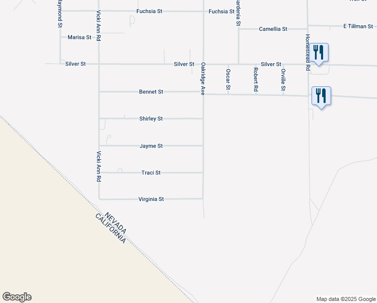 map of restaurants, bars, coffee shops, grocery stores, and more near 2421 Jayme Street in Pahrump