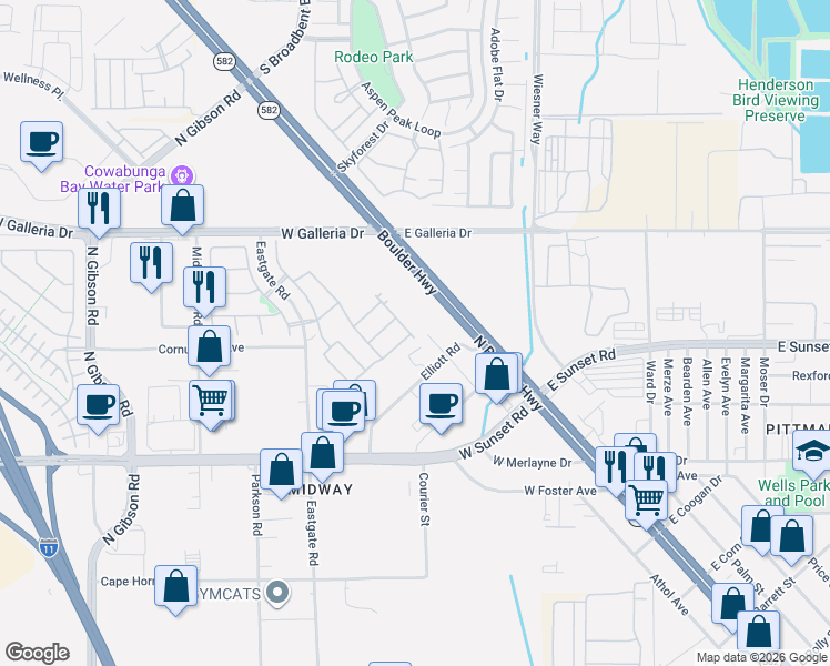 map of restaurants, bars, coffee shops, grocery stores, and more near 604 Sumatra Place in Henderson