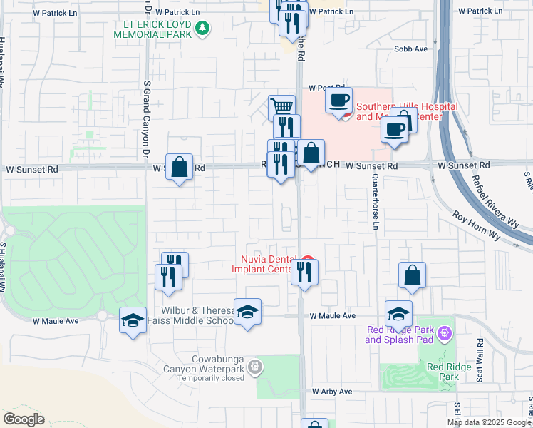map of restaurants, bars, coffee shops, grocery stores, and more near 6654 Wind Whisper Street in Las Vegas
