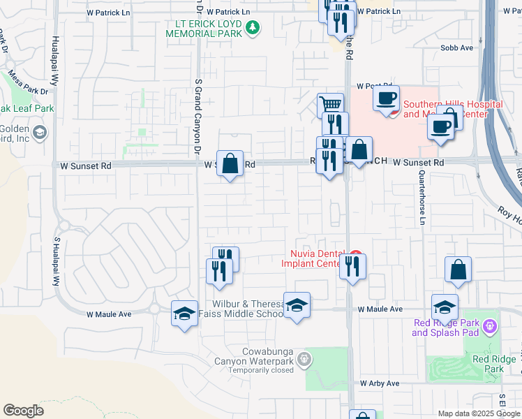 map of restaurants, bars, coffee shops, grocery stores, and more near 9626 Grapeland Avenue in Las Vegas