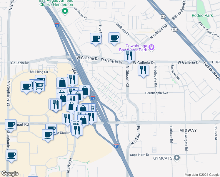 map of restaurants, bars, coffee shops, grocery stores, and more near 695 Calamus Palm Place in Henderson