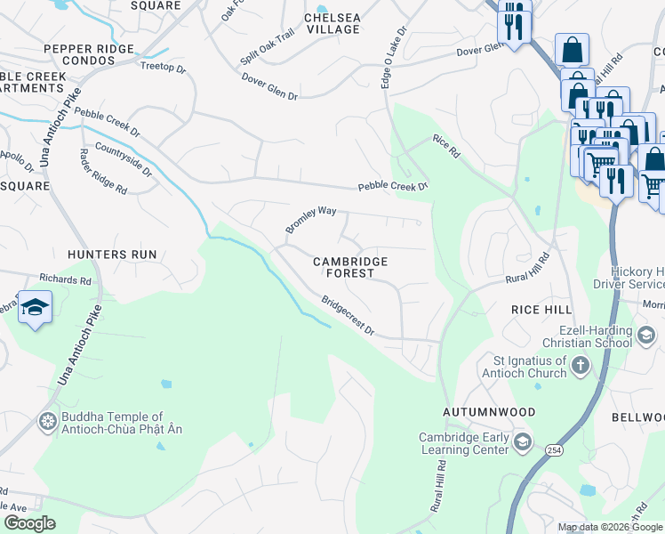 map of restaurants, bars, coffee shops, grocery stores, and more near 709 Castleton Court in Nashville
