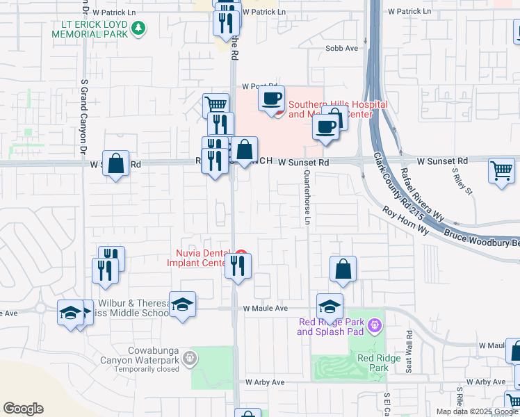 map of restaurants, bars, coffee shops, grocery stores, and more near 6644 Babys Tear Place in Las Vegas