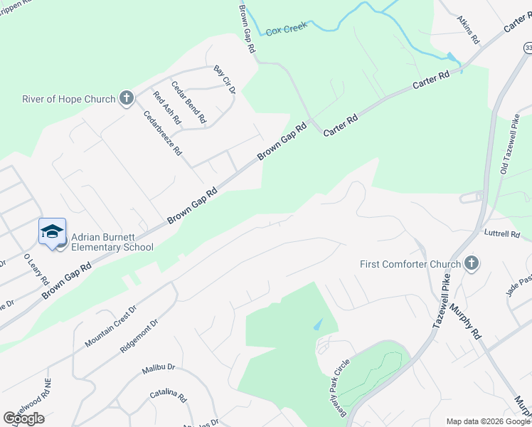 map of restaurants, bars, coffee shops, grocery stores, and more near 5277 Mountain Crest Drive in Knoxville