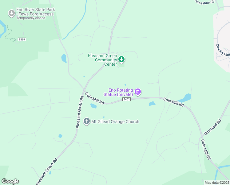 map of restaurants, bars, coffee shops, grocery stores, and more near 5015 Cole Mill Road in Durham
