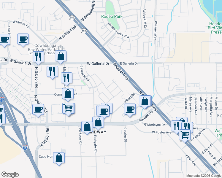 map of restaurants, bars, coffee shops, grocery stores, and more near 640 Palm Washington Lane in Henderson