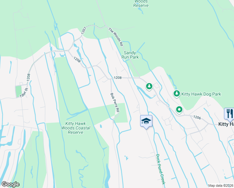 map of restaurants, bars, coffee shops, grocery stores, and more near 4231 Bob Perry Road in Kitty Hawk