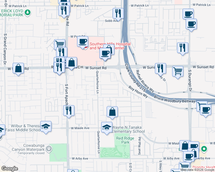 map of restaurants, bars, coffee shops, grocery stores, and more near 9131 Rivington Avenue in Las Vegas
