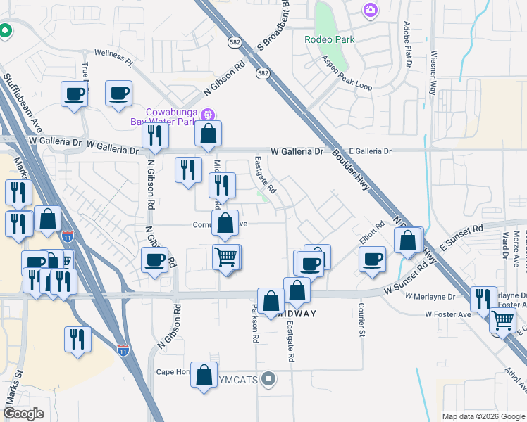 map of restaurants, bars, coffee shops, grocery stores, and more near 704 Bridgeford Court in Henderson
