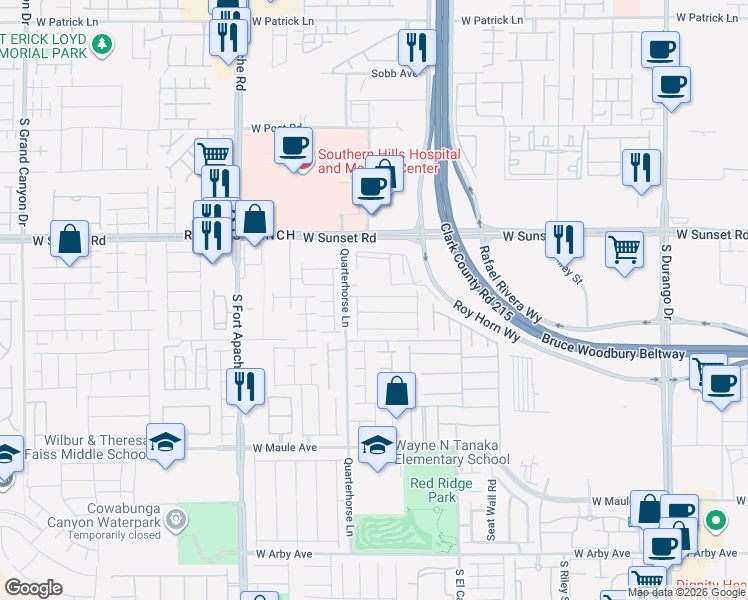 map of restaurants, bars, coffee shops, grocery stores, and more near 9136 Honey Maple Avenue in Las Vegas