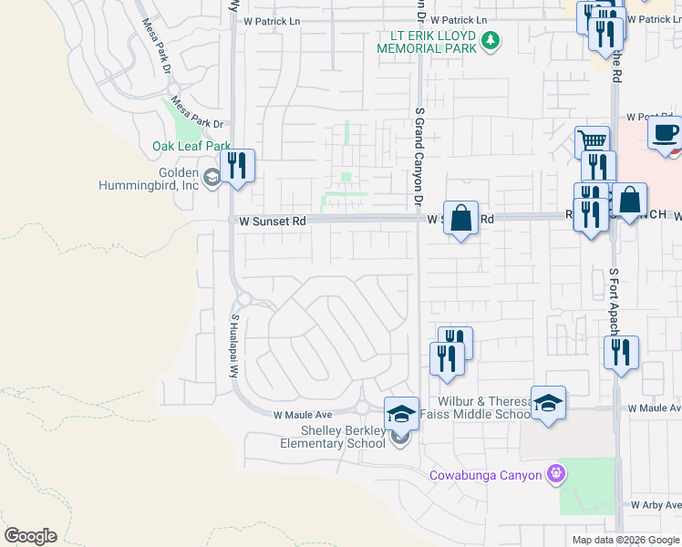 map of restaurants, bars, coffee shops, grocery stores, and more near 9989 Regency Square Avenue in Las Vegas