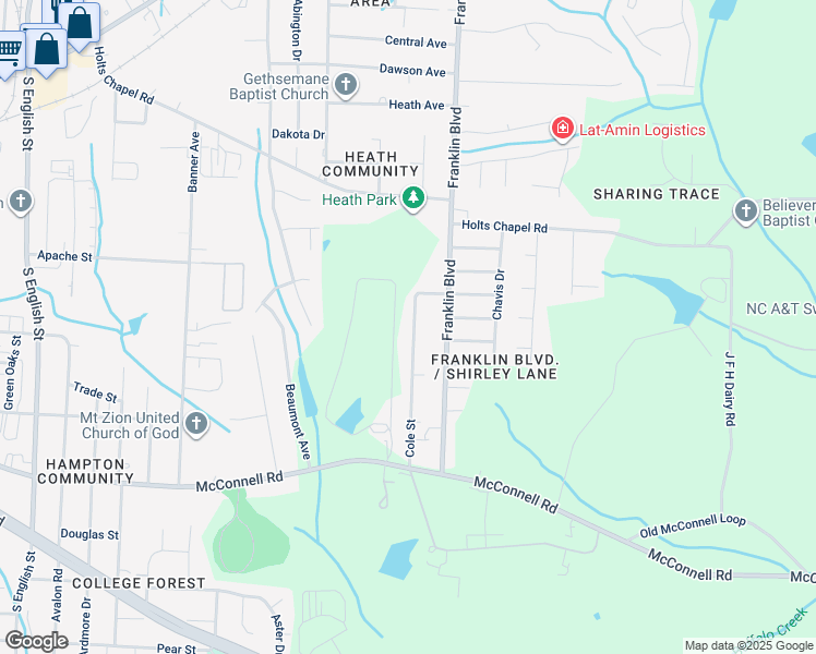 map of restaurants, bars, coffee shops, grocery stores, and more near 714 Cole Street in Greensboro