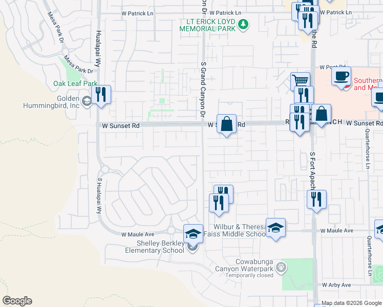 map of restaurants, bars, coffee shops, grocery stores, and more near 9838 Iron Sky Court in Las Vegas