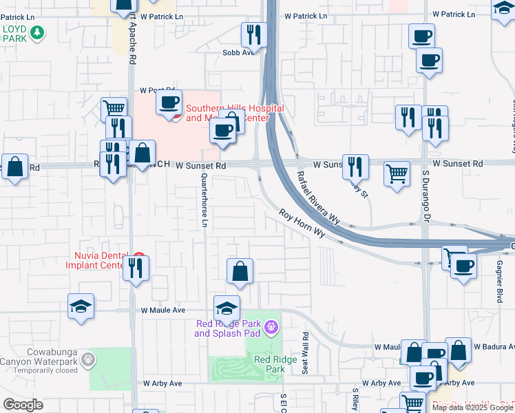 map of restaurants, bars, coffee shops, grocery stores, and more near 6616 Bowery Street in Las Vegas