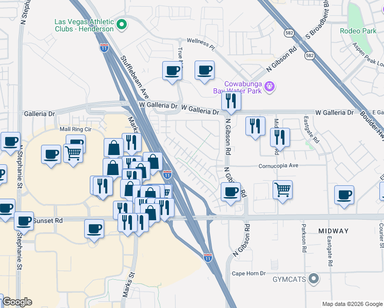 map of restaurants, bars, coffee shops, grocery stores, and more near 714 Calamus Palm Place in Henderson
