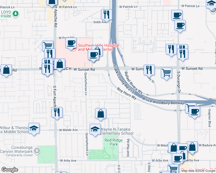 map of restaurants, bars, coffee shops, grocery stores, and more near 6616 Bowery Street in Las Vegas