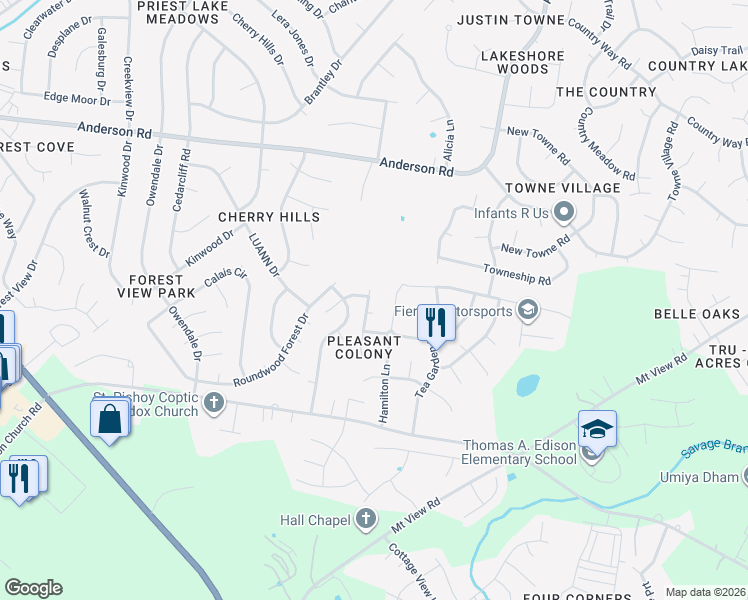 map of restaurants, bars, coffee shops, grocery stores, and more near 500 Pleasant Colony Court in Nashville