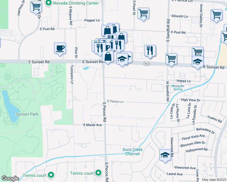 map of restaurants, bars, coffee shops, grocery stores, and more near 3455 Five Pennies Lane in Las Vegas