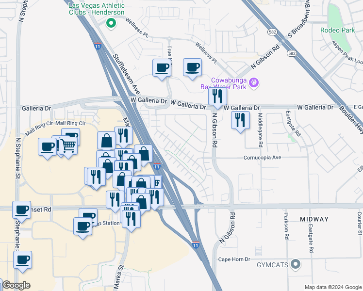 map of restaurants, bars, coffee shops, grocery stores, and more near 716 Calamus Palm Place in Henderson