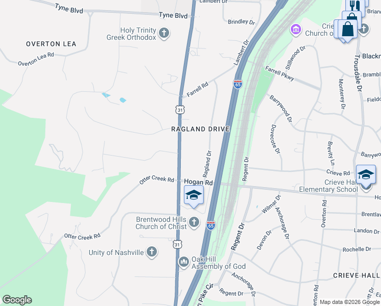 map of restaurants, bars, coffee shops, grocery stores, and more near 5034 Franklin Pike in Nashville