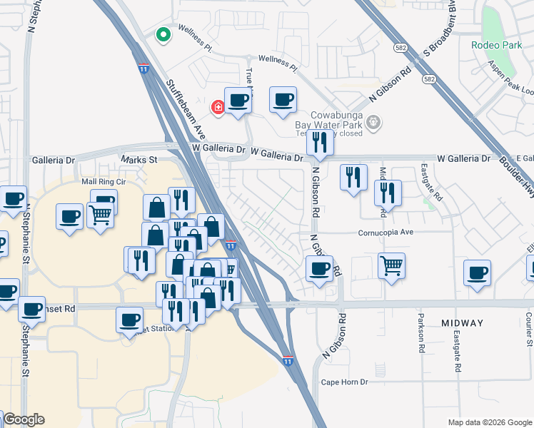 map of restaurants, bars, coffee shops, grocery stores, and more near 695 Calamus Palm Place in Henderson