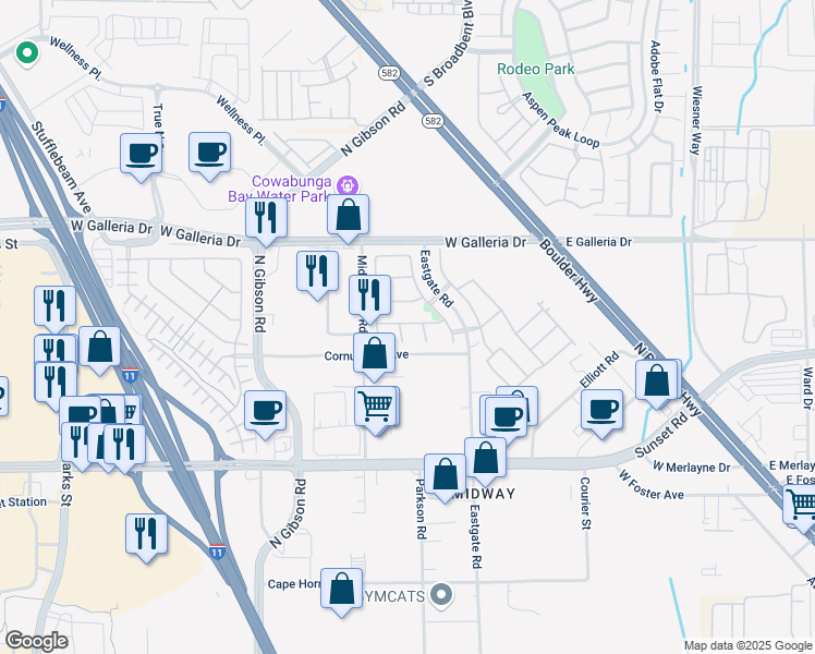 map of restaurants, bars, coffee shops, grocery stores, and more near 712 Yew Barrow Court in Henderson