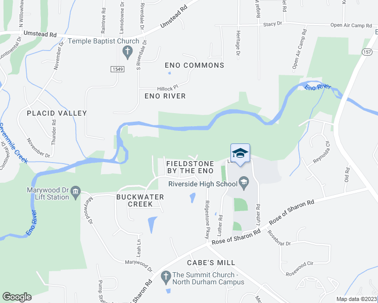 map of restaurants, bars, coffee shops, grocery stores, and more near 4 Misty Morning Court in Durham