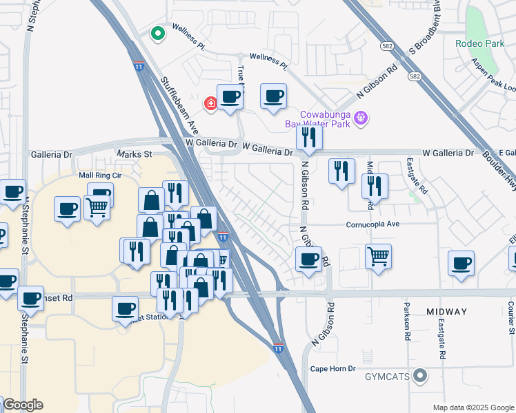 map of restaurants, bars, coffee shops, grocery stores, and more near 716 Calamus Palm Place in Henderson