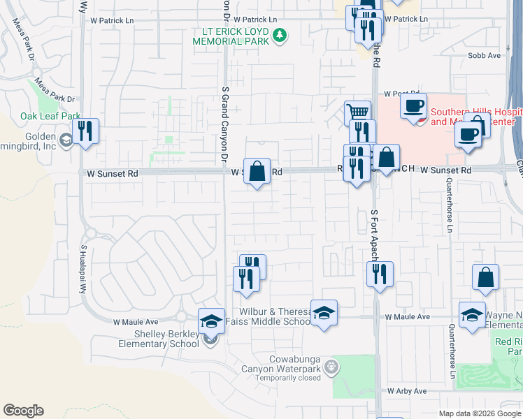 map of restaurants, bars, coffee shops, grocery stores, and more near 9718 Marcelline Avenue in Las Vegas