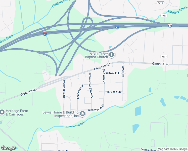 map of restaurants, bars, coffee shops, grocery stores, and more near 4220 Glenn Hi Road in Winston-Salem