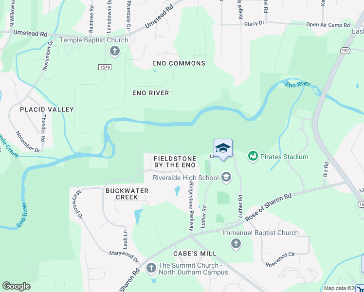 map of restaurants, bars, coffee shops, grocery stores, and more near 3323 Park Overlook Drive in Durham