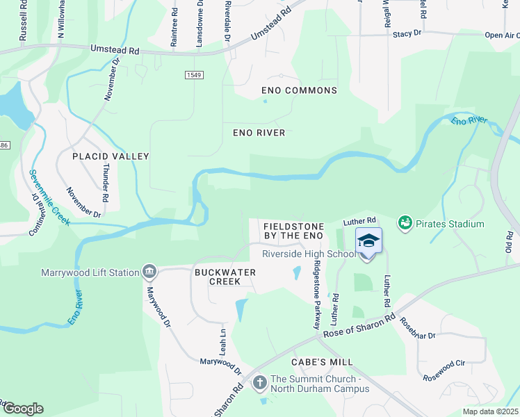 map of restaurants, bars, coffee shops, grocery stores, and more near 3367 Park Overlook Drive in Durham