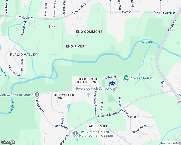 map of restaurants, bars, coffee shops, grocery stores, and more near 3323 Park Overlook Drive in Durham