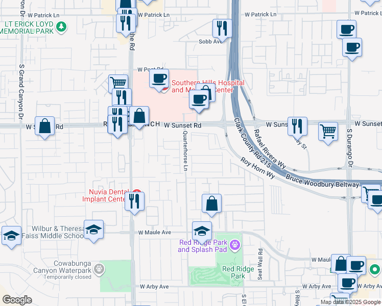 map of restaurants, bars, coffee shops, grocery stores, and more near 9184 Rivington Avenue in Las Vegas