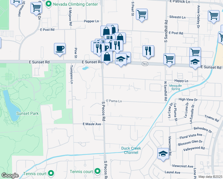 map of restaurants, bars, coffee shops, grocery stores, and more near 3455 Five Pennies Lane in Las Vegas